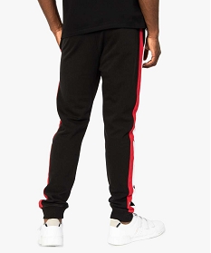 pantalon de jogging homme avec bandes bicolores sur les cotes noir7617701_3