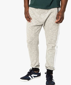 pantalon de jogging homme avec bande sur les cotes et finitions contrastantes gris pantalons7617801_1