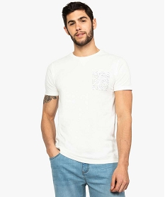 tee-shirt homme a poche poitrine imprimee jungle en coton bio beige7629801_1