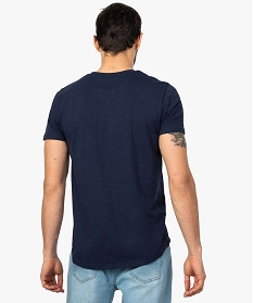 tee-shirt homme a poche poitrine imprimee jungle en coton bio bleu7629901_3
