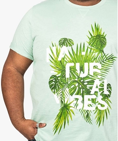tee-shirt homme en coton bio avec motifs feuillage vert tee-shirts7631601_2
