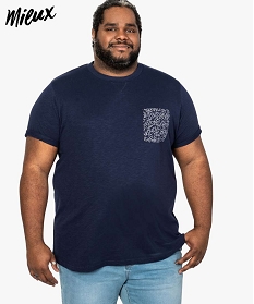 tee-shirt homme en coton bio avec poche poitrine a motifs bleu7631701_1