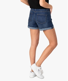 short en jean pour femme avec revers cousus bleu shorts7634501_3