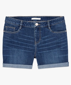 short en jean pour femme avec revers cousus bleu shorts7634501_4