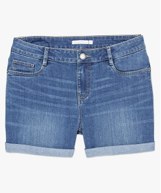 short en jean pour femme avec revers cousus gris shorts7634601_4