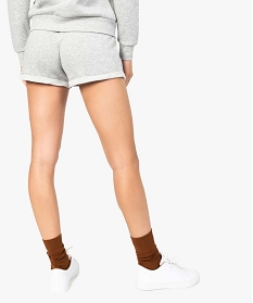 short femme en maille extensible avec revers cousus gris shorts7635001_3