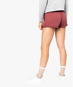 short femme en maille extensible avec revers cousus rouge shorts7635101_3