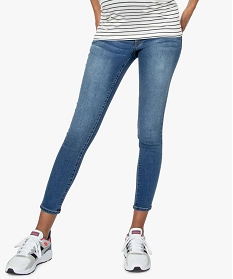 GEMO Jean de grossesse slim 4 poches avec bandeau jersey Bleu