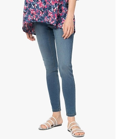 GEMO Jean de grossesse coupe slim avec bandeau bas bleu vif