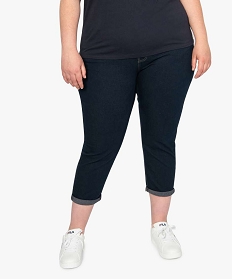 GEMO Pantacourt femme grande taille coupe slim en denim stretch Bleu