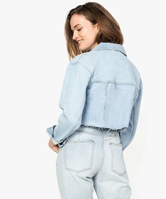 veste en jean femme cropped a bords francs bleu7648801_3