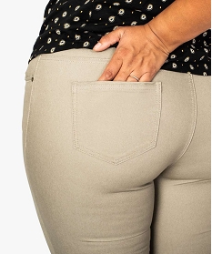 pantalon femme stretch uni 5 poches brun7649001_2
