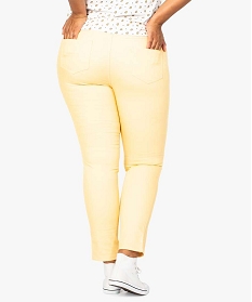 pantalon femme stretch uni 5 poches jaune7649101_3