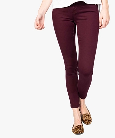 jean femme skinny taille basse en coton stretch uni rouge pantalons7652701_1