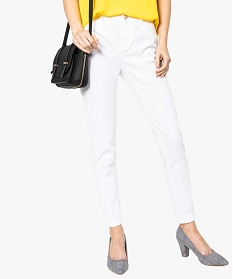 pantalon femme en toile coupe slim 5 poches blanc pantalons7653901_1