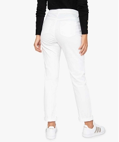 pantalon femme en toile unie 4 poches coupe regular - longueur l30 blanc pantalons7654001_3