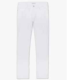 pantalon femme en toile unie 4 poches coupe regular blanc7654001_4