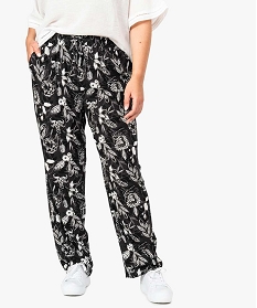 pantalon femme grande taille large et fluide imprime a taille elastiquee imprime pantalons et jeans7654201_1