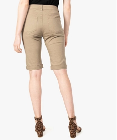 bermuda femme uni en toile extensible brun shorts7658301_3