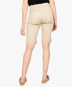 bermuda femme uni en toile extensible beige shorts7658401_3