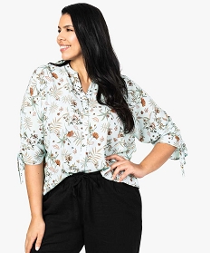 chemise femme fleurie et fluide en polyester recycle imprime blouses7661701_1
