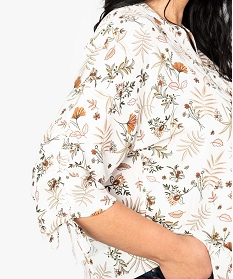chemise femme fleurie et fluide en polyester recycle beige7661801_2