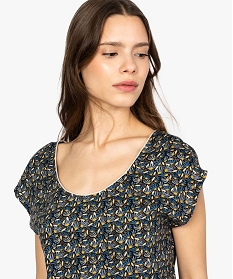 blouse femme sans manches a motif floral et taille elastiquee imprime7662801_2