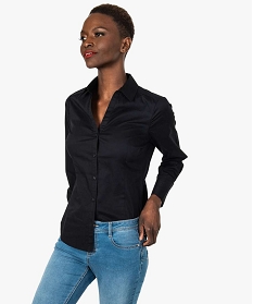 chemise femme unie coupe cintree noir chemisiers7663501_1