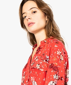 chemise femme imprimee avec manches retroussables rouge7663701_2