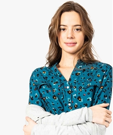 chemise femme imprimee avec manches retroussables bleu7663901_2
