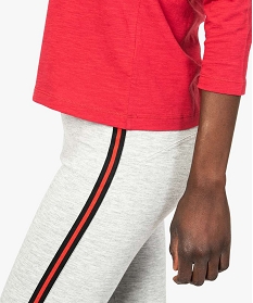 legging push-up pour femme avec bandes colorees sur les cotes gris pantalons7672501_2