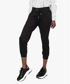 pantalon de jogging femme en maille fine avec touches pailletees noir7672801_1