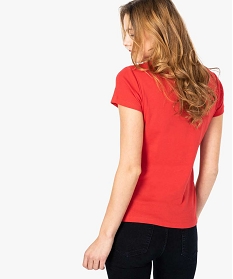 polo femme en jersey a manches courtes et col chemise rouge7675701_3