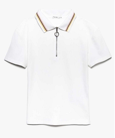 polo femme en maille cotelee avec col fantaisie blanc tee-shirts tops et debardeurs7675901_4