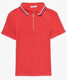 polo femme en maille cotelee avec col fantaisie rouge tee-shirts tops et debardeurs7676001_4