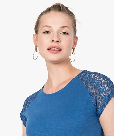 tee-shirt femme a manches courtes en dentelle bleu7683301_2