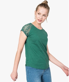 tee-shirt femme a manches courtes en dentelle vert t-shirts manches courtes7683401_1