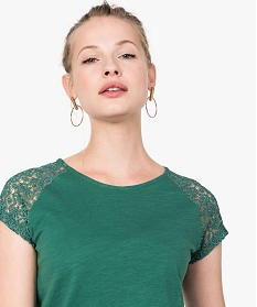 tee-shirt femme a manches courtes en dentelle vert t-shirts manches courtes7683401_2