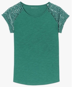 tee-shirt femme a manches courtes en dentelle vert t-shirts manches courtes7683401_4