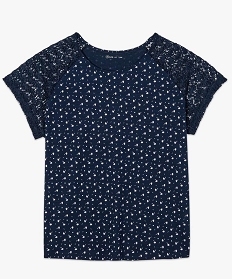 tee-shirt femme a motifs avec manches courtes en dentelle imprime tee shirts tops et debardeurs7683901_4
