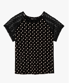 tee-shirt femme a motifs avec manches courtes en dentelle imprime tee shirts tops et debardeurs7684001_4