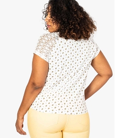 tee-shirt femme a motifs avec manches courtes en dentelle imprime tee shirts tops et debardeurs7684101_3