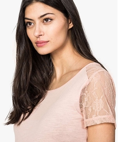 tee-shirt de grossesse en coton bio avec manches en dentelle rose t-shirts manches courtes7684601_2