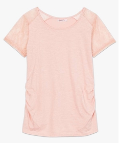 tee-shirt de grossesse en coton bio avec manches en dentelle rose t-shirts manches courtes7684601_4