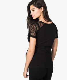 tee-shirt de grossesse en coton bio avec manches en dentelle noir t-shirts manches courtes7684701_3