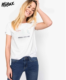tee-shirt femme en coton bio avec manches nouees blanc brode7685501_1