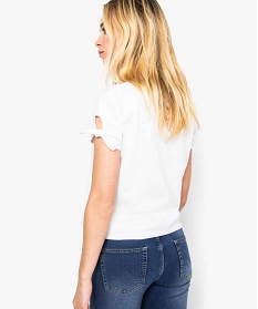 tee-shirt femme en coton bio avec manches nouees blanc brode7685501_3