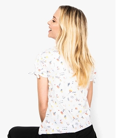 tee-shirt femme en coton bio avec manches nouees imprime t-shirts manches courtes7685801_3