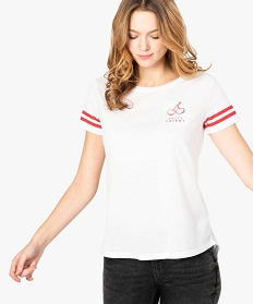 tee-shirt femme loose esprit retro imprime blanc7686201_1