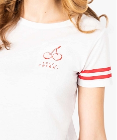 tee-shirt femme imprime coupe loose et dos long blanc t-shirts manches courtes7686201_2